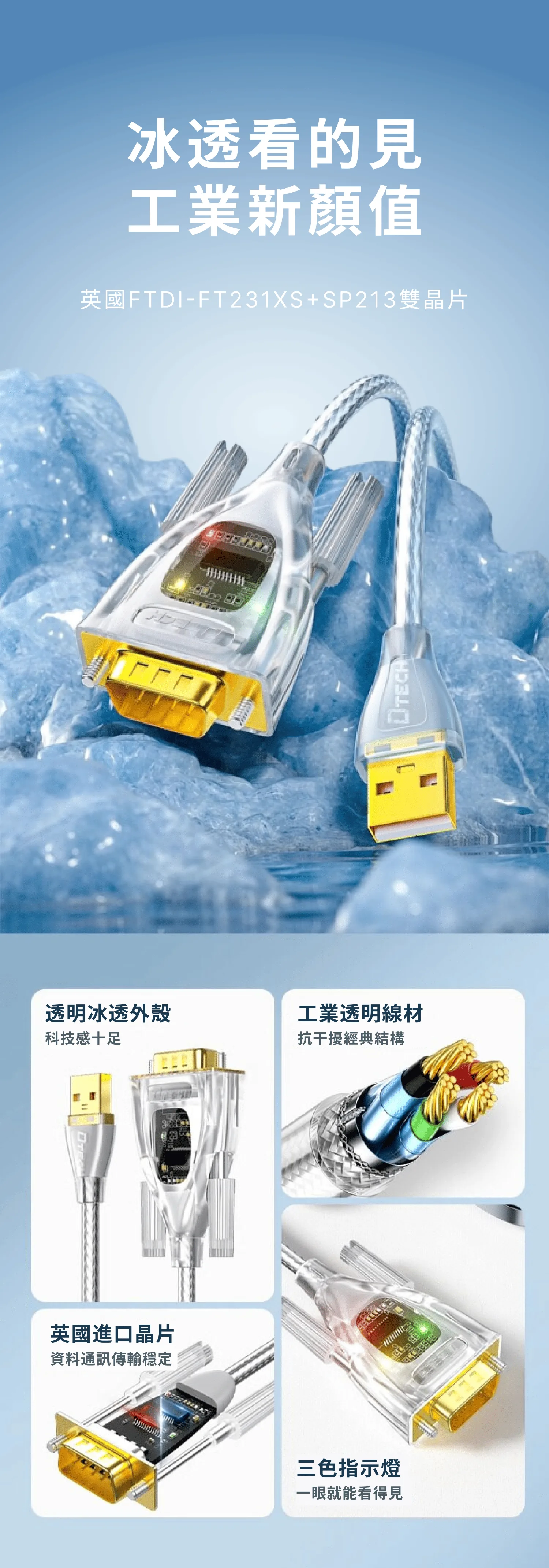 Dtech 工業級USB轉RS232 英國進口FTDI雙晶片 商品介紹 第 1 段